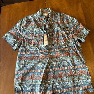 NWT men’s Jcrew button down Aztec Hawaiian printed cotton light weight sz med